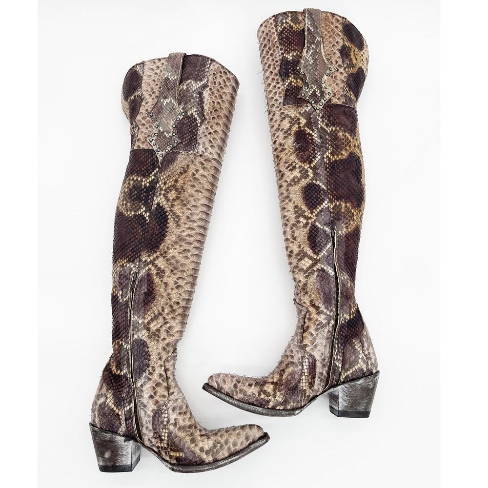 Rare Old Gringo Over The Knee Python Snakeskin Cr… - image 3